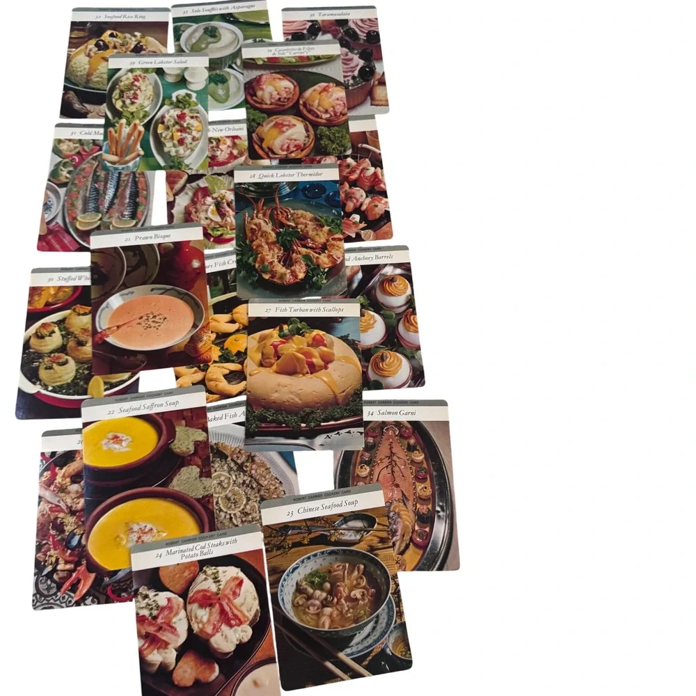 Robert Carrier‎ Cookery Cards Recipes Second Series Seafood 20 Cards Boxed 1967